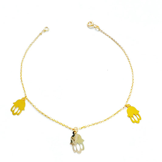 Unikt 18K guldarmband med tre händer – Tidlös elegans och symbolik
