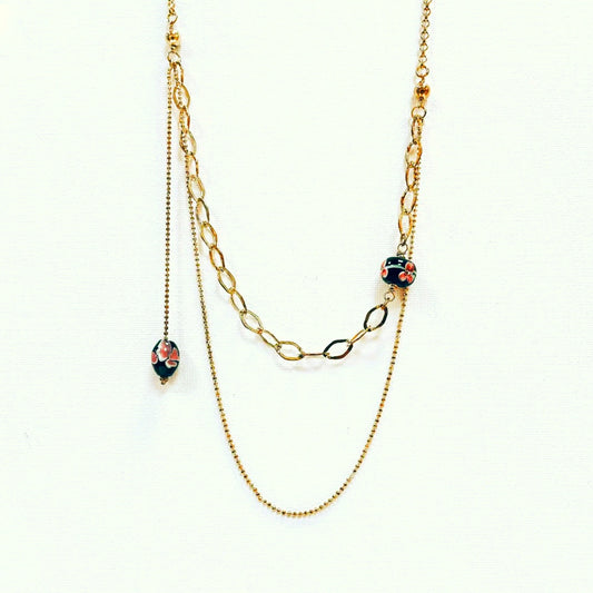 Keramikblomster Silverhalsband