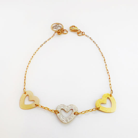 Vändbart armband 18K guld & vitguld – hjärtmotiv