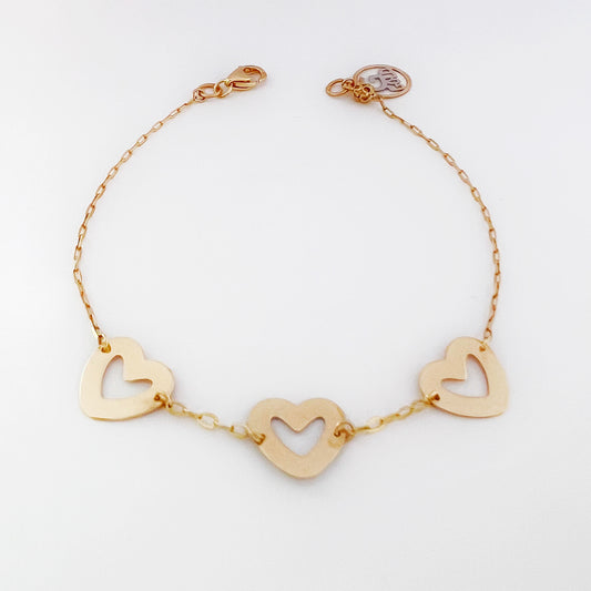 Vändbart armband 18K guld & vitguld – hjärtmotiv