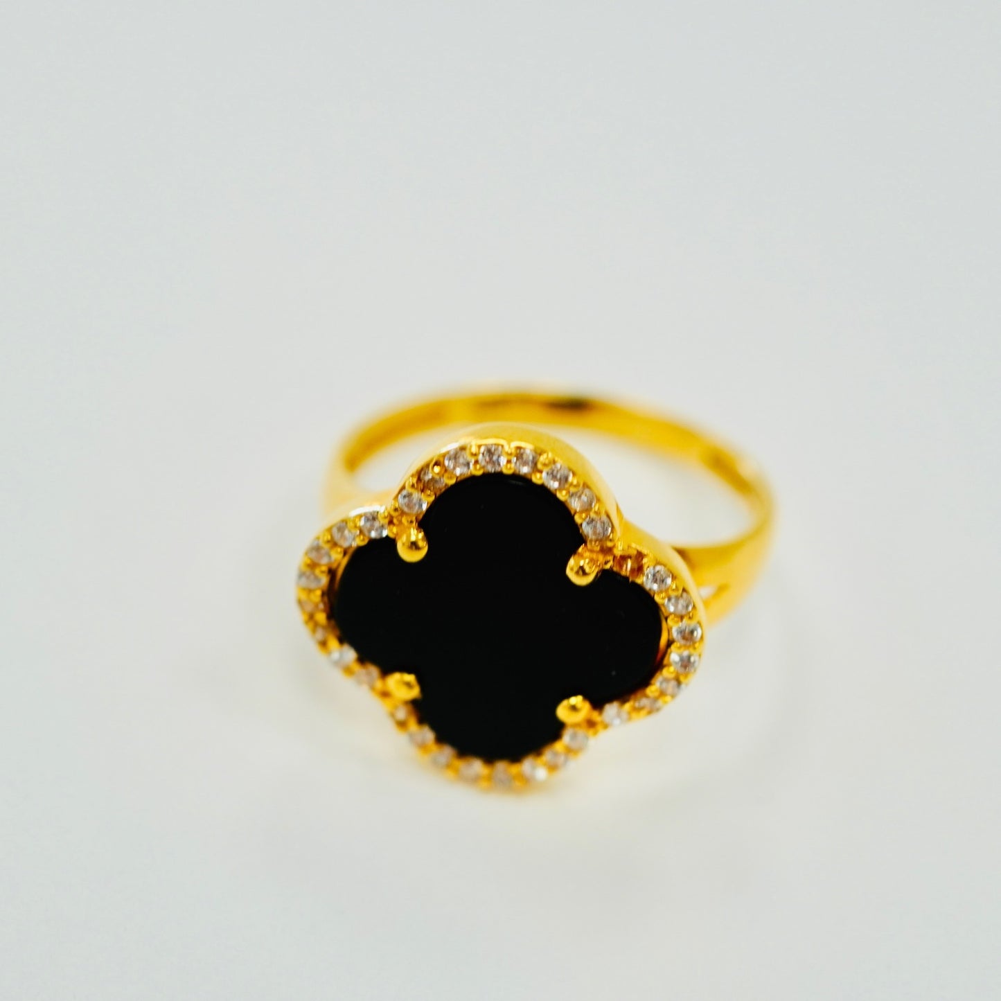 Guldring 18K Svart Klöver
