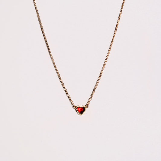 Rött Hjärta 18 K Guld Halsband