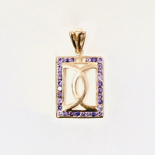 Äkta Silverhänge med lila sten