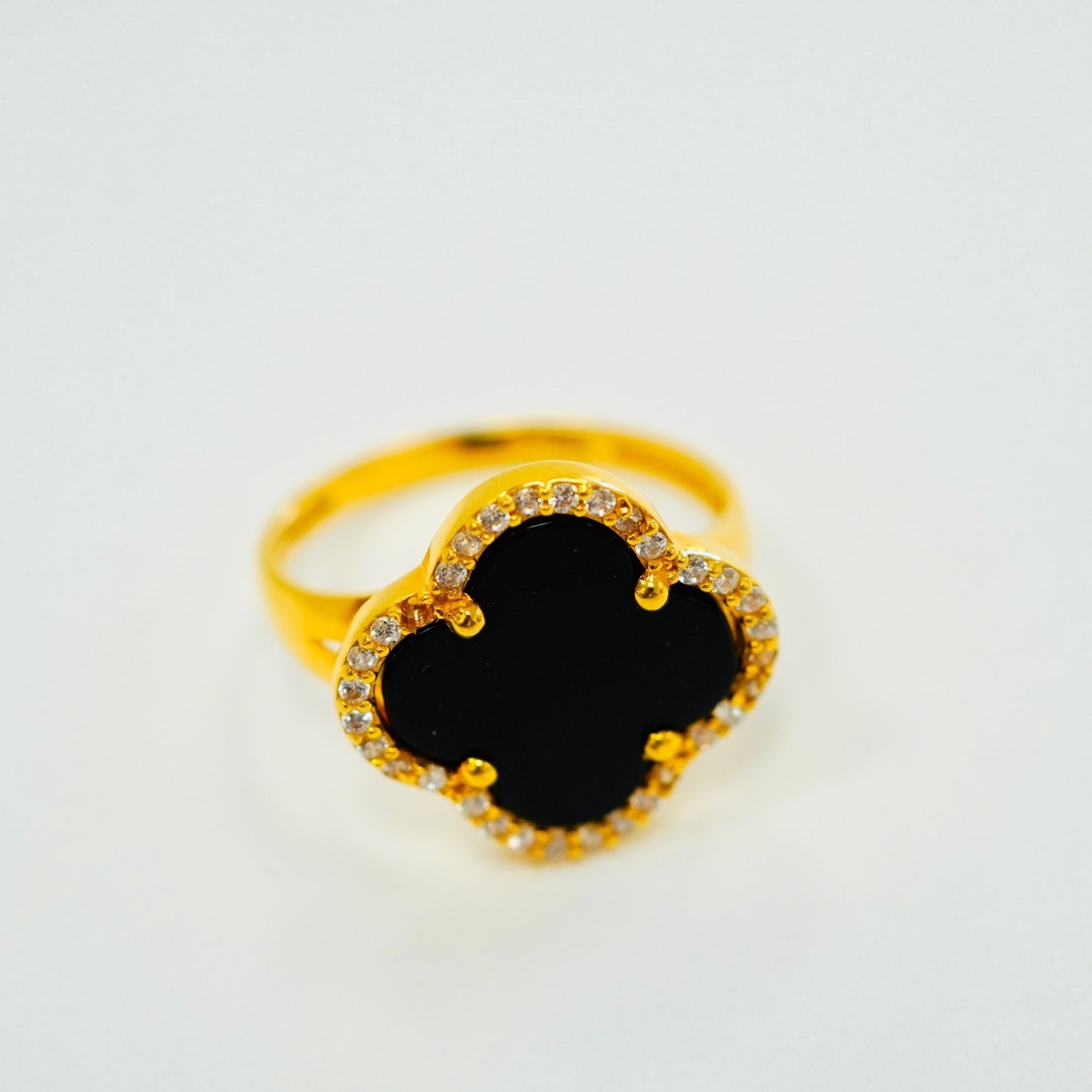 Guldring 18K Svart Klöver