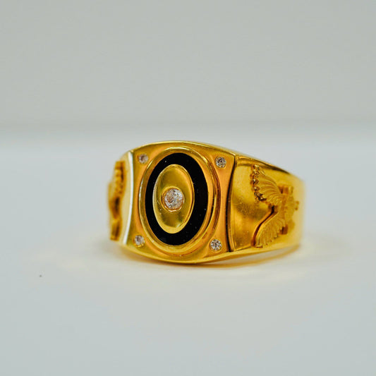 Unik 18K guld ring med gravyr Herr