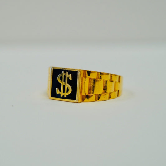 18K Guldring med dollartecken