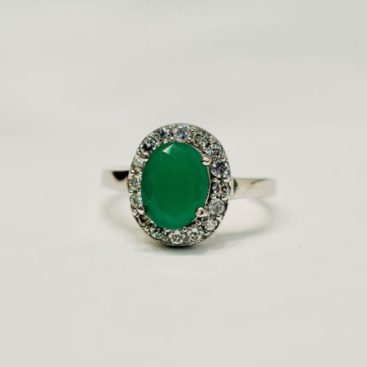 SILVERRING MED GRÖN STEN