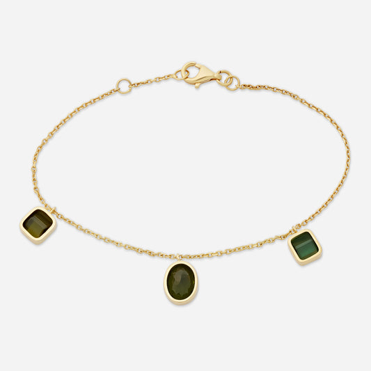 Handgjort guldarmband med turmaliner.