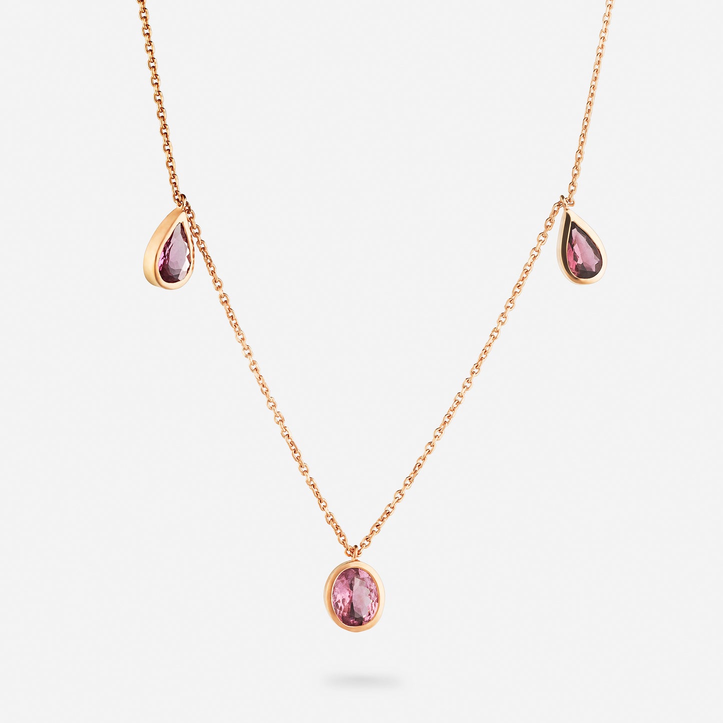 Guldhalsband 18k med rosa Turmaliner