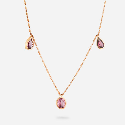 Guldhalsband 18k med rosa Turmaliner