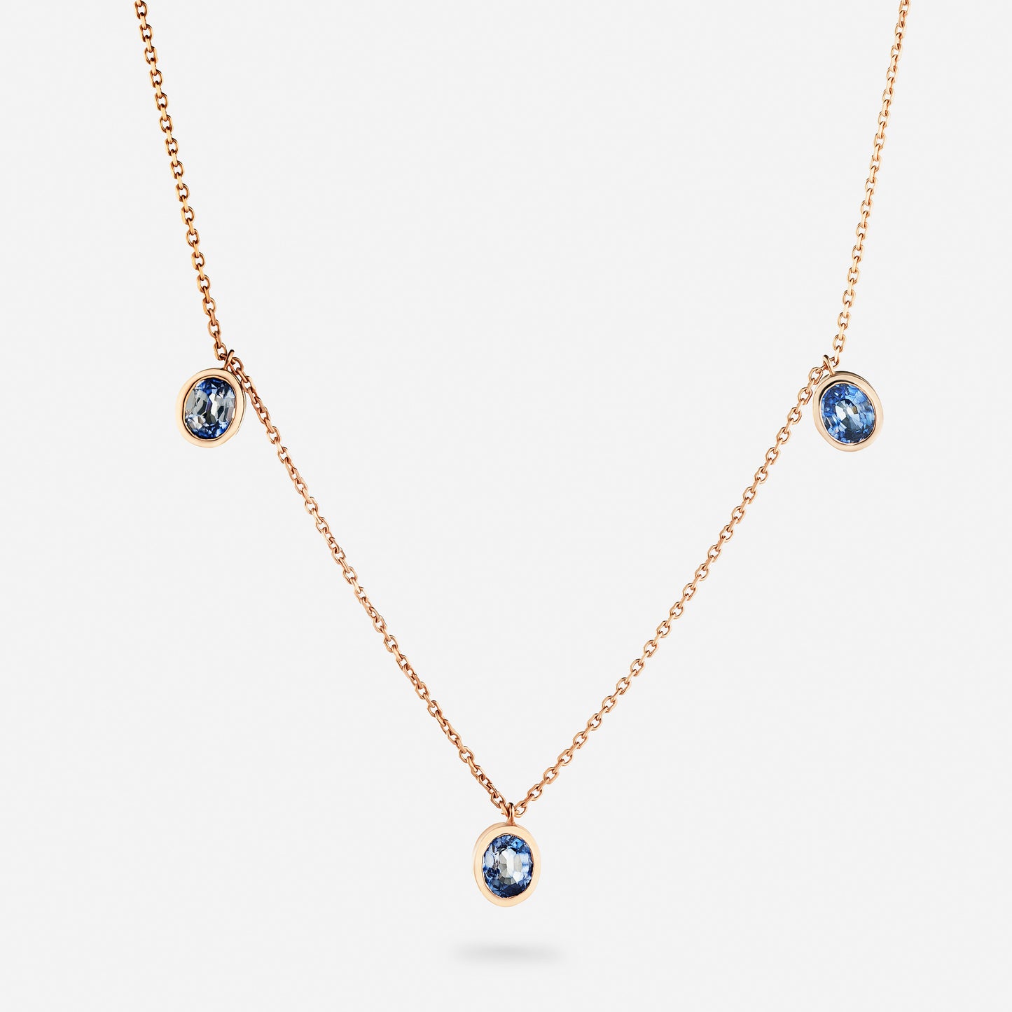 Safir i 18k Roseguld kedja