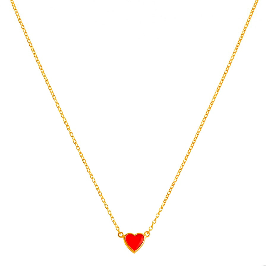 Rött Hjärta 18 K Guld Halsband