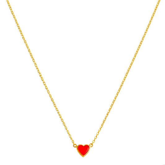 Rött Hjärta 18 K Guld Halsband